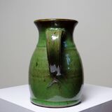 Small green pitcher enameled stoneware Sylvie Wlotkowski craftsmanship from Burgundy