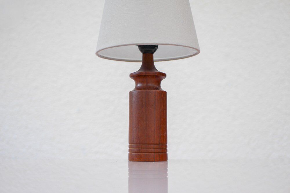 Grandes lampes de table danoises en teck des années 50, ensemble de 2