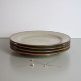 Set of 4 flat plates Tulowice in speckled stoneware