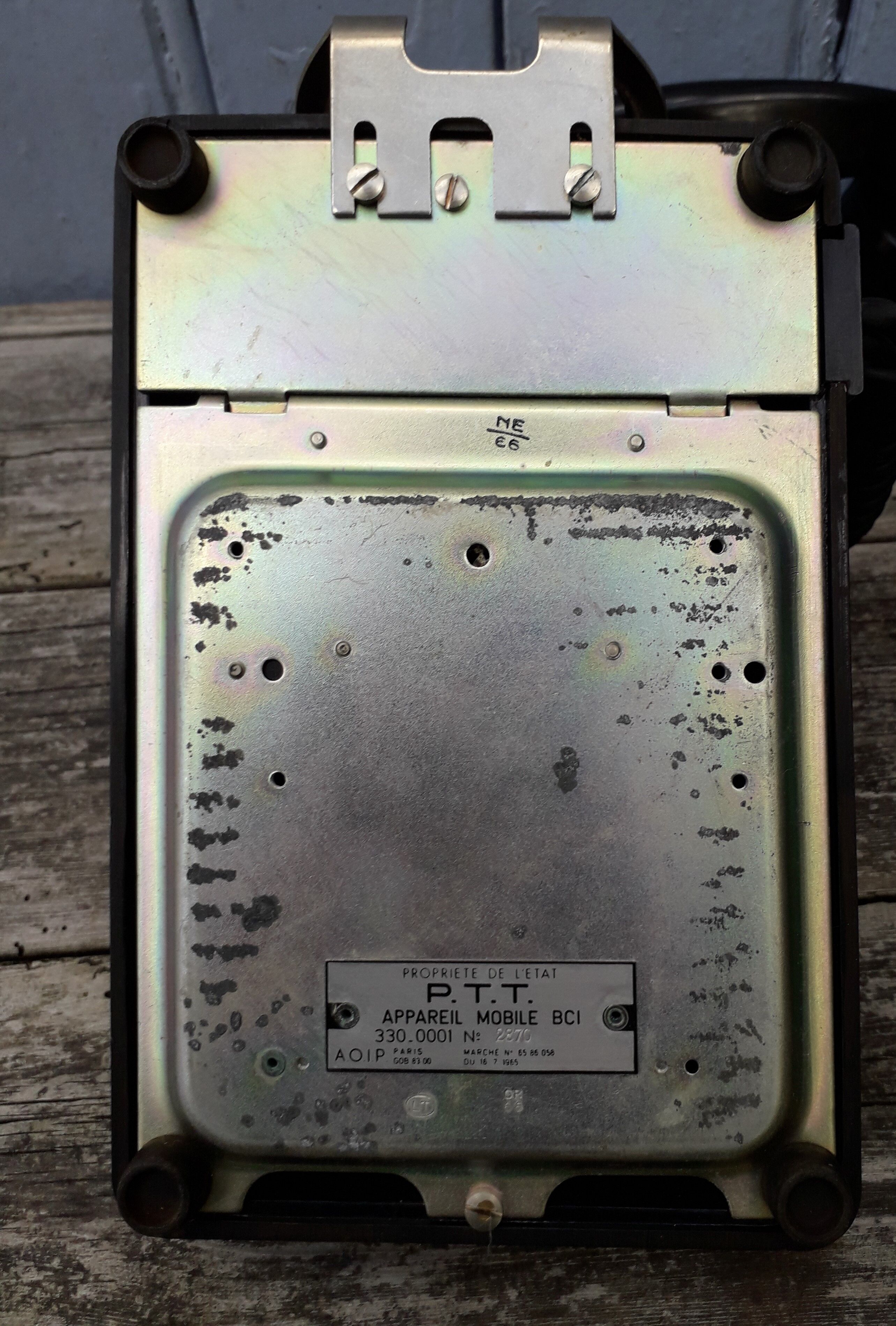 Phone has dial in bakelite