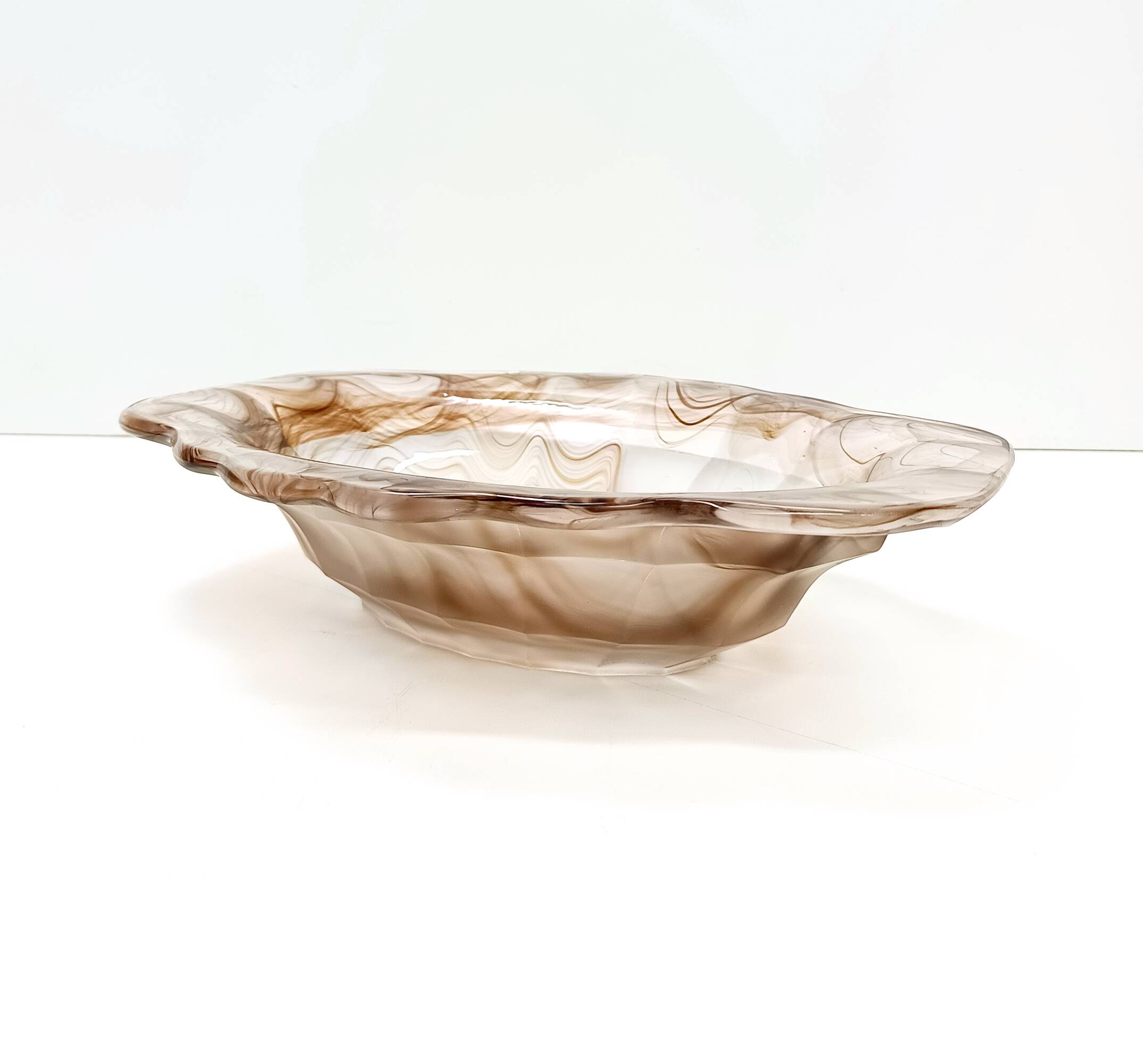 Sepia Cloud Glass Trinket Bowl or Centerpiece by George Davidson, United Kingdom