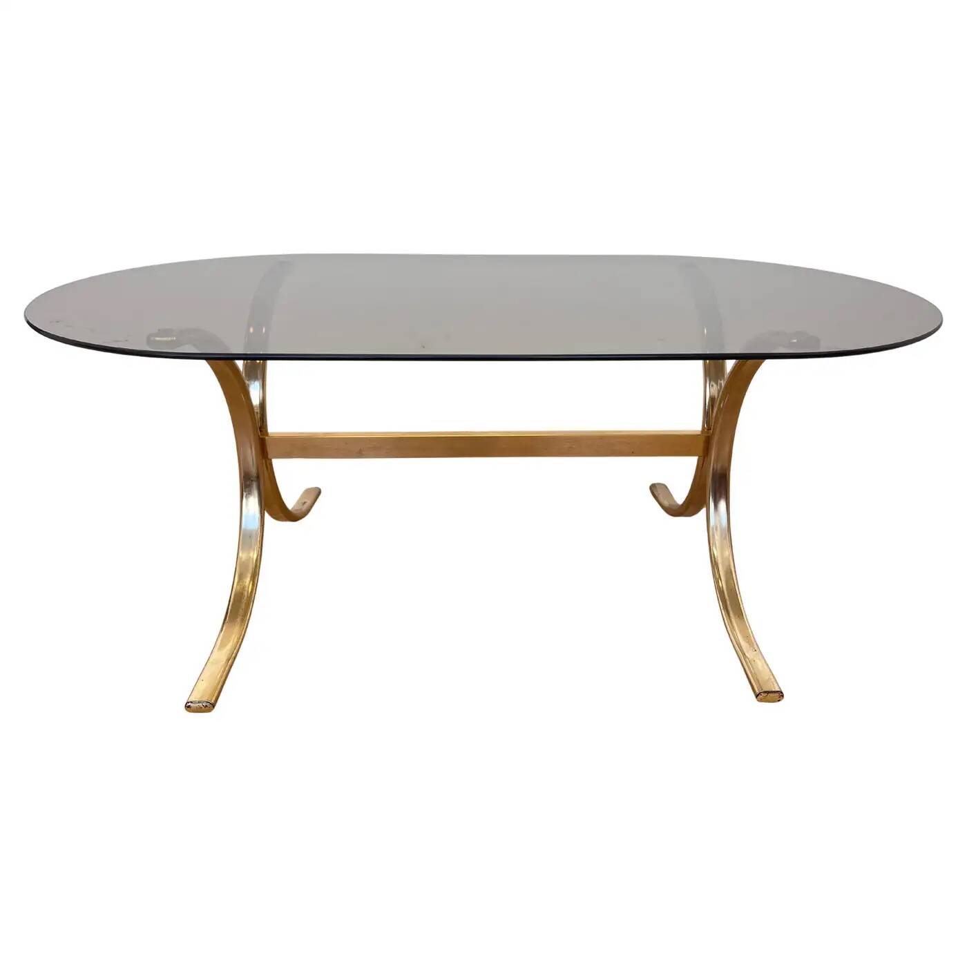 1970s design mid-century brass and smoked glass coffee table