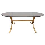 1970s design mid-century brass and smoked glass coffee table