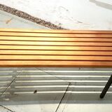 Bench / coffee table with slats structure wrought iron 1960s