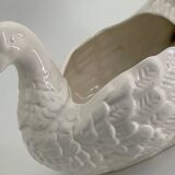 Large vintage white ceramic pot cover Pigeon