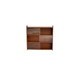 glass wall bookcase in vintage teak 1950