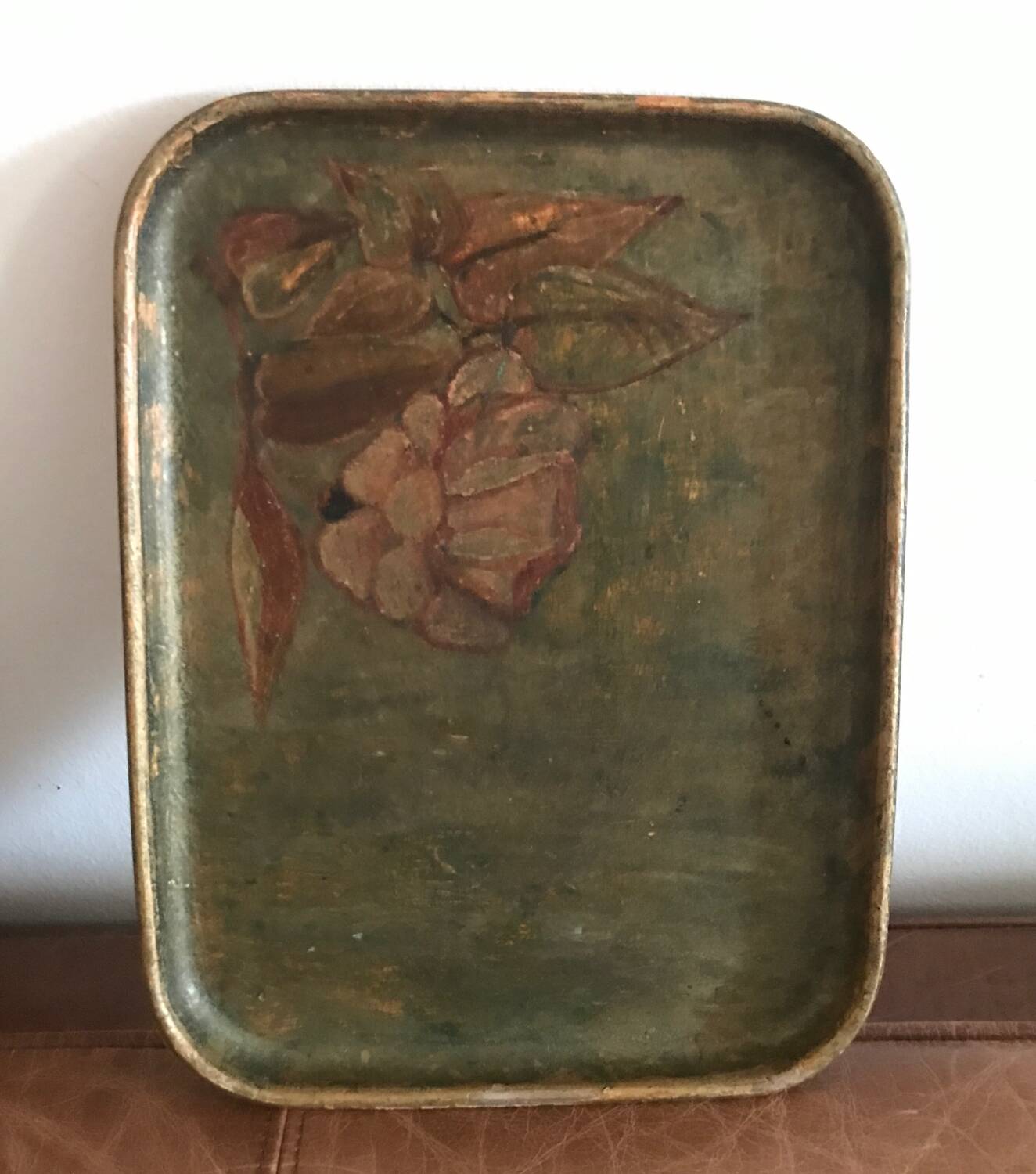 Painted wooden tray
