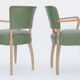 Pair of bridge chairs in cerus wood and green leather