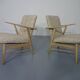 Danish Oak & Wool Armchairs, 1960s, Set of 2