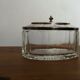 Glass sugar on art deco silver tray