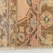 Brown Cream Vintage Persian Runner Rug, Rugs For Rustic Hallway, 74x327Cm