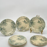 Service of old flat plates, Sarreguemines, birds,