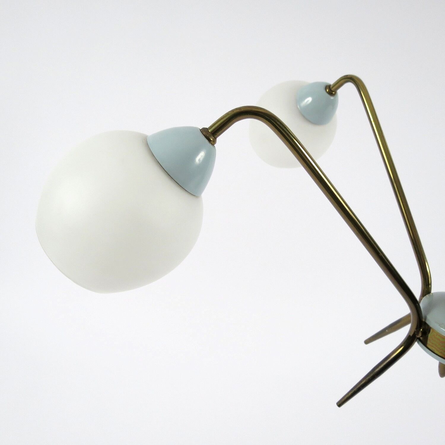 Italian brass and opaline chandelier, 1950s