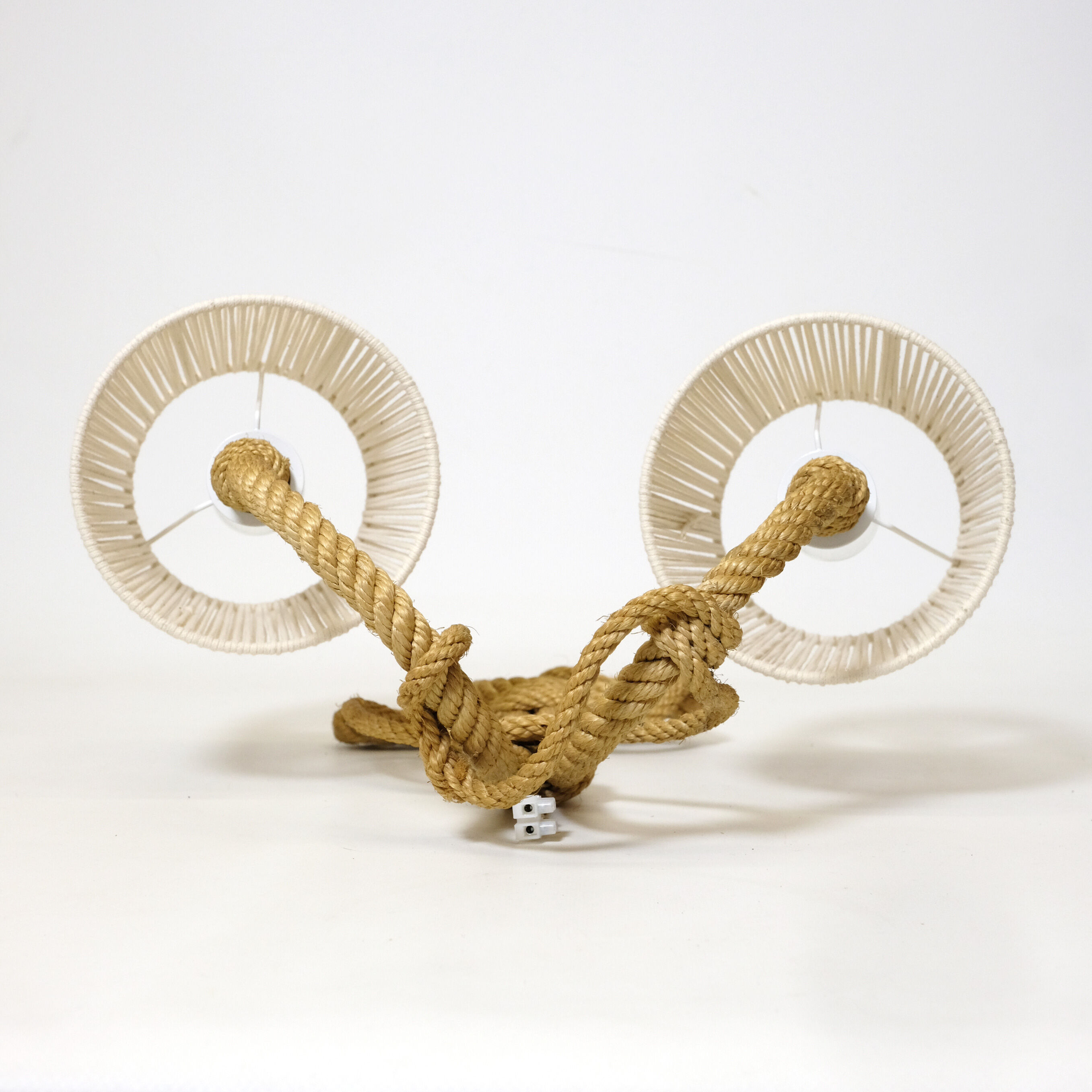 Wall lamp with two braided rope lights, 1950-1960.