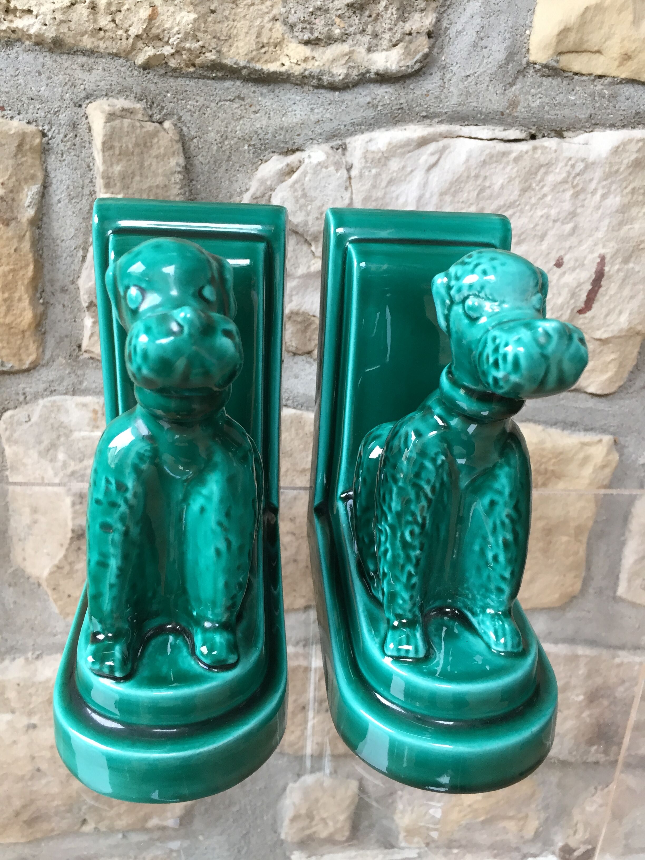 Pair of greenhouse books in the shape of dogs Art Deco