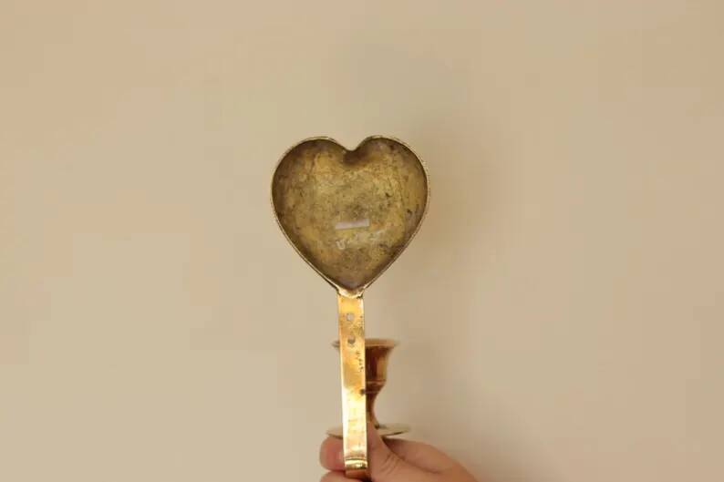 Vintage Brass Heart Shaped Wall Sconces
