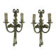 Pair of gilt bronze wall sconces in hunting horn style, Louis XVI.