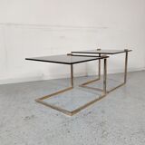 Ronald Schmitt trundle tables, glass and metal, 70s/80s