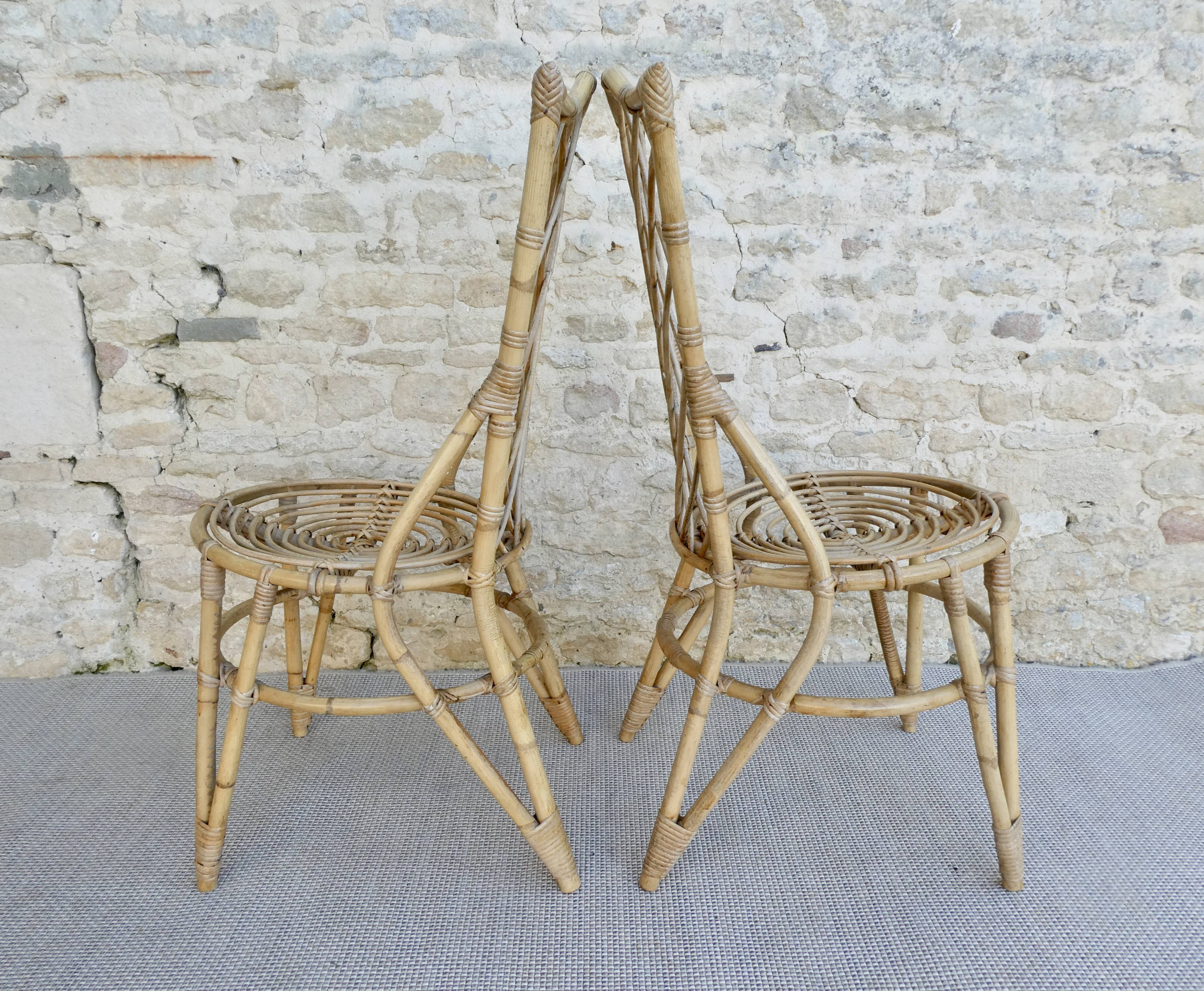 Paire de chaises en rotin Louis Sognot