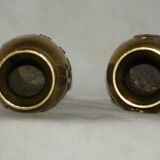 Pair of small Oriental vases in bronze to applications