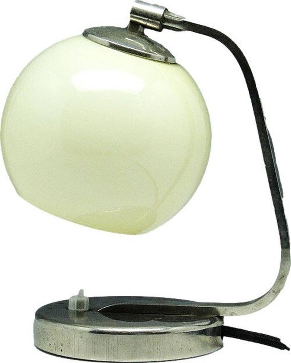 Mid-century glass and metal bedside lamp, 1950s
