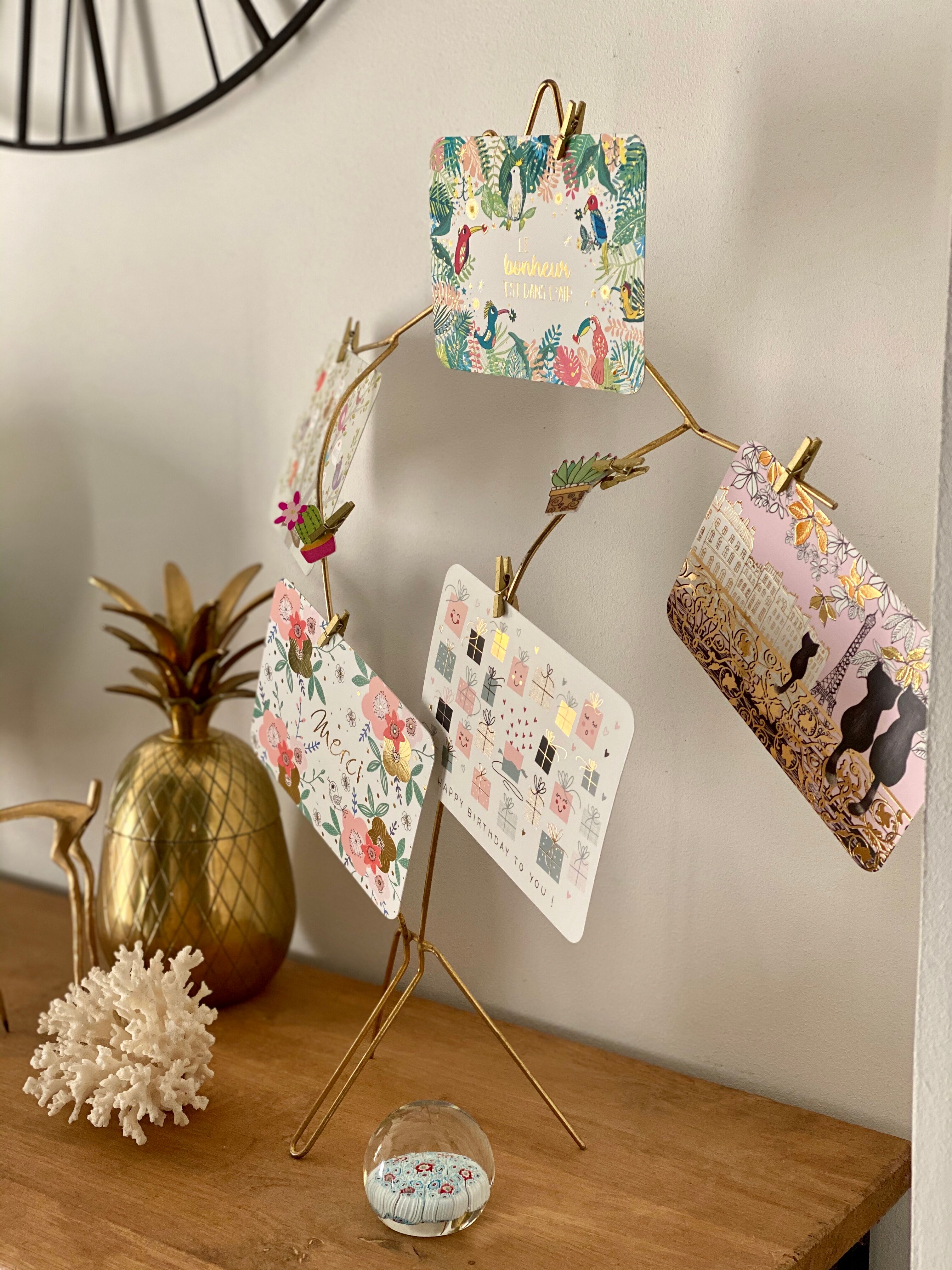 Golden postcard display