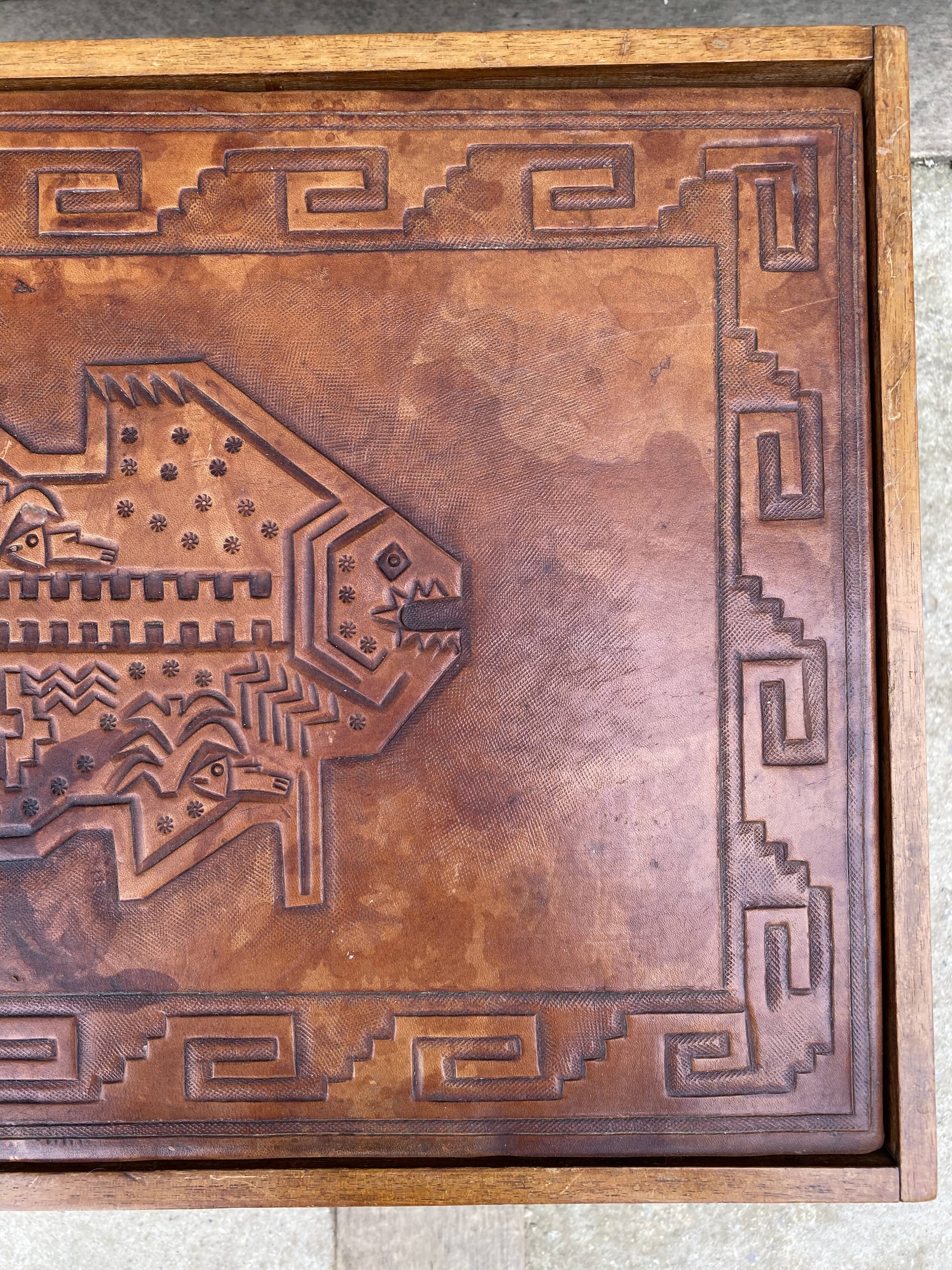 1960 Angel Pazmino leather bedside table