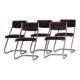 5 tubular chairs in suede and chrome by Roche Bobois, 1970.