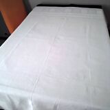 Nappe ancienne en lin damassé blanc 1.60 x 1.80 m