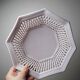 Pale pink woven octagonal porcelain bowl, circa 1950.