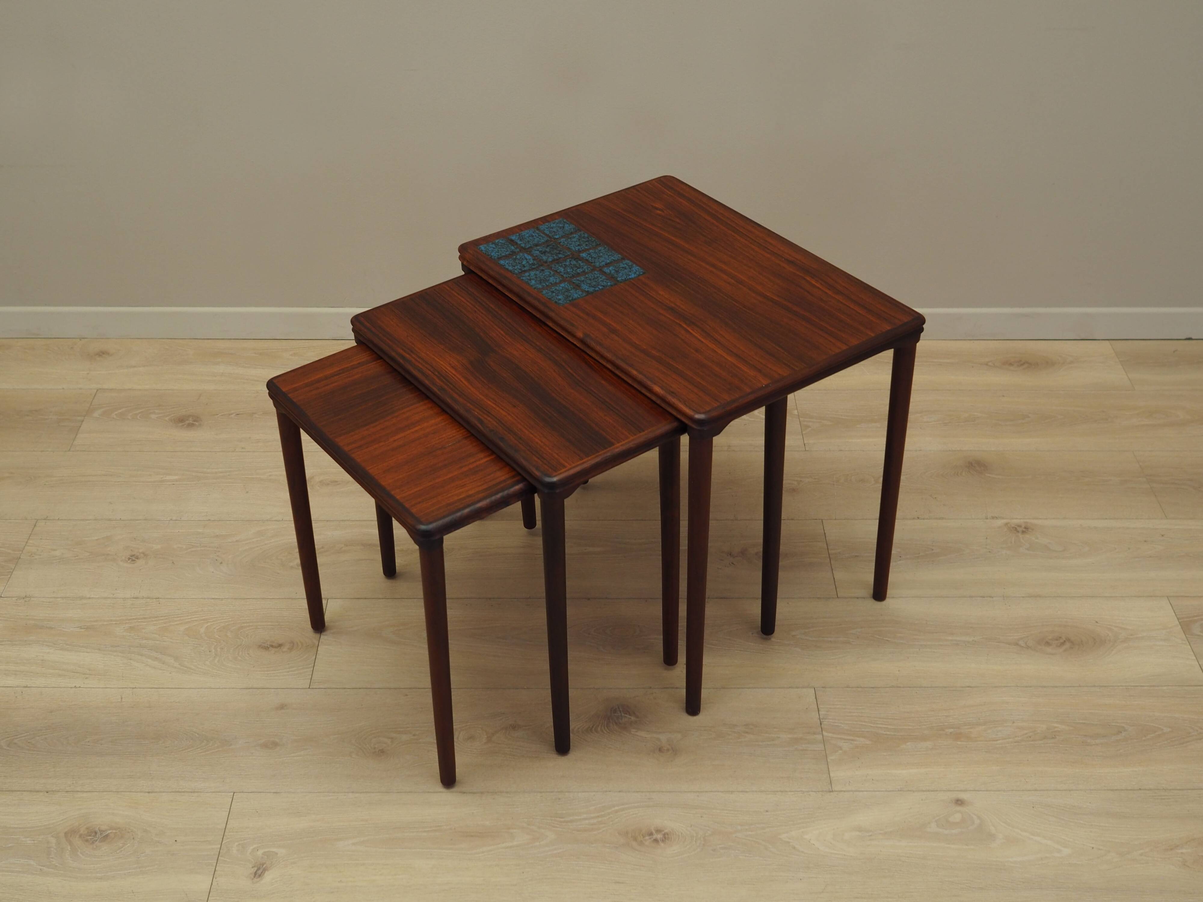 Set of three rosewood tables, Danish design, 1960s, production: Denmark
