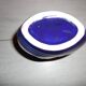 Blue lacquered vase with flowers & applied leaves