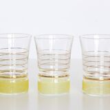 Set de 4 verres vintage, granité jaune et doré, vintage, authentique, années 50
