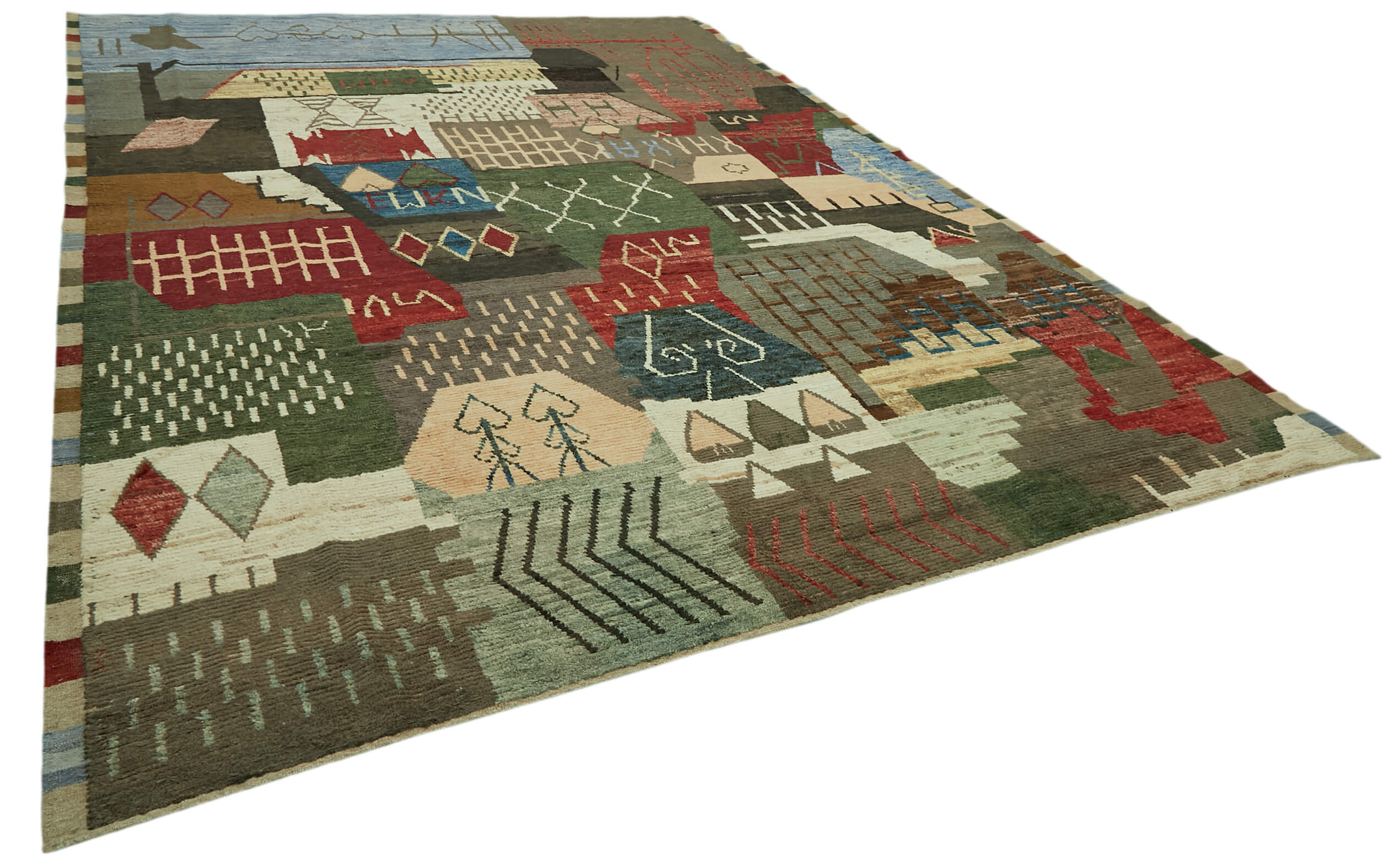 Hand-Knotted Turkish Contemporary 303 cm x 420 cm Multicolor Wool Carpet
