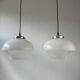 Pair of antique opaline pendant lights 24 cm vintage