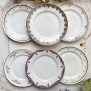 6 Mismatched Vintage French Porcelain Dessert Plates
