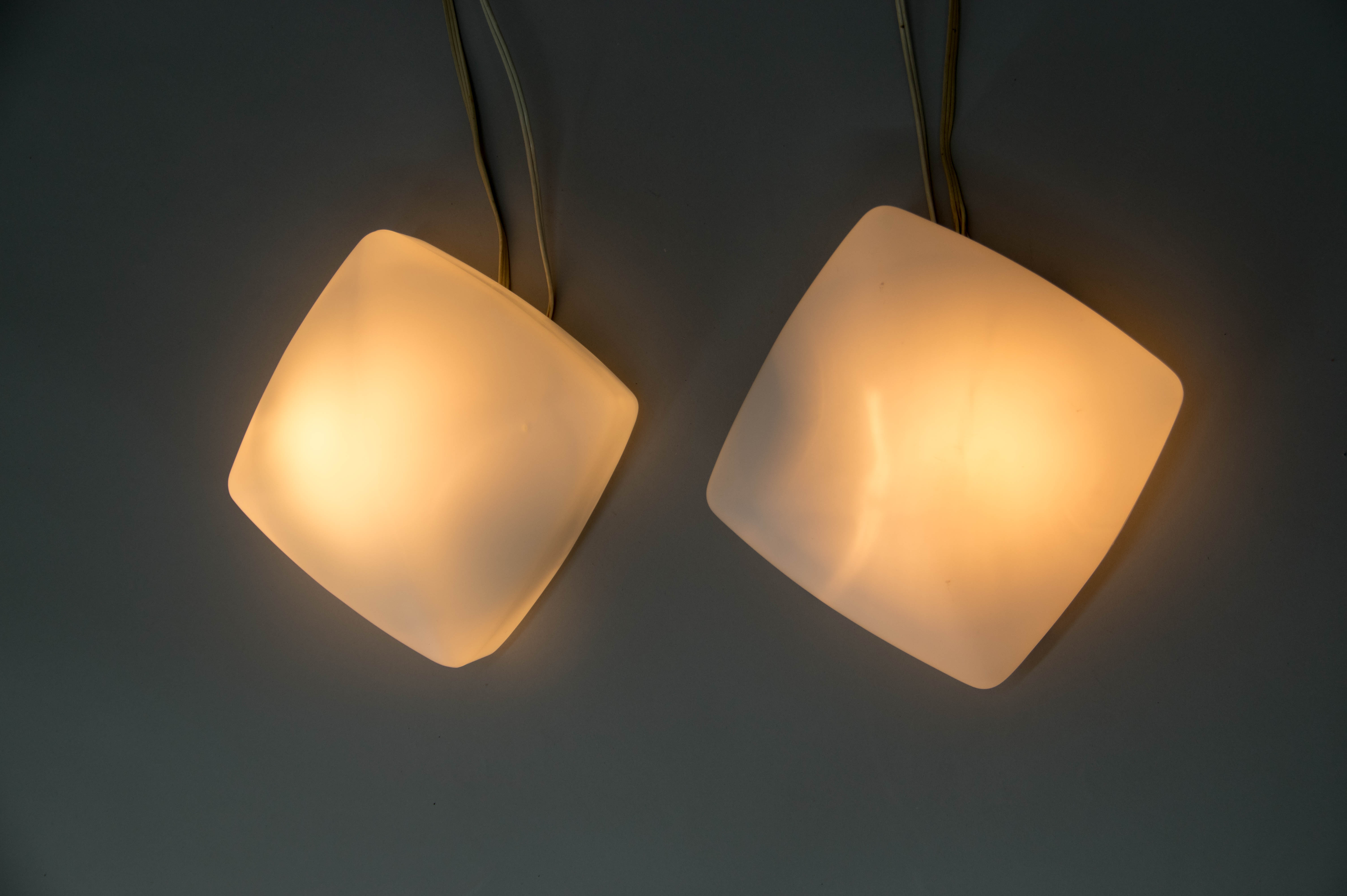 Set of two flush mounts or wall lamps, czechoslovakia, 1960s