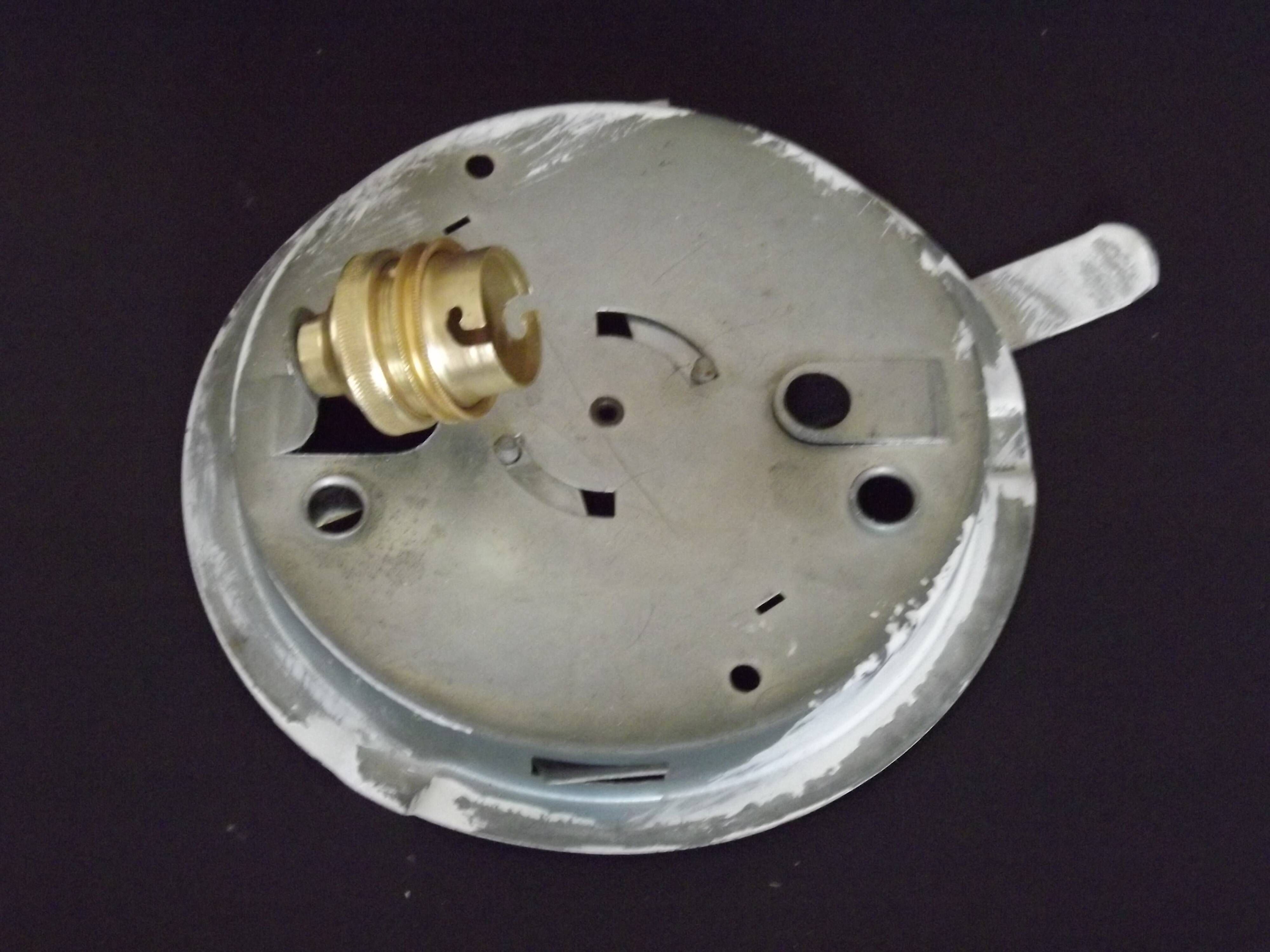 Vintage White Opaline Glass Dome Ceiling Light / Wall Light - Metal Base