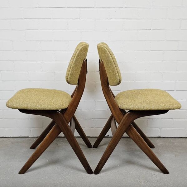 Suite de 6 chaises ciseaux vintage Louis van Teeffelen
