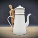White enamelled teapot coffee maker