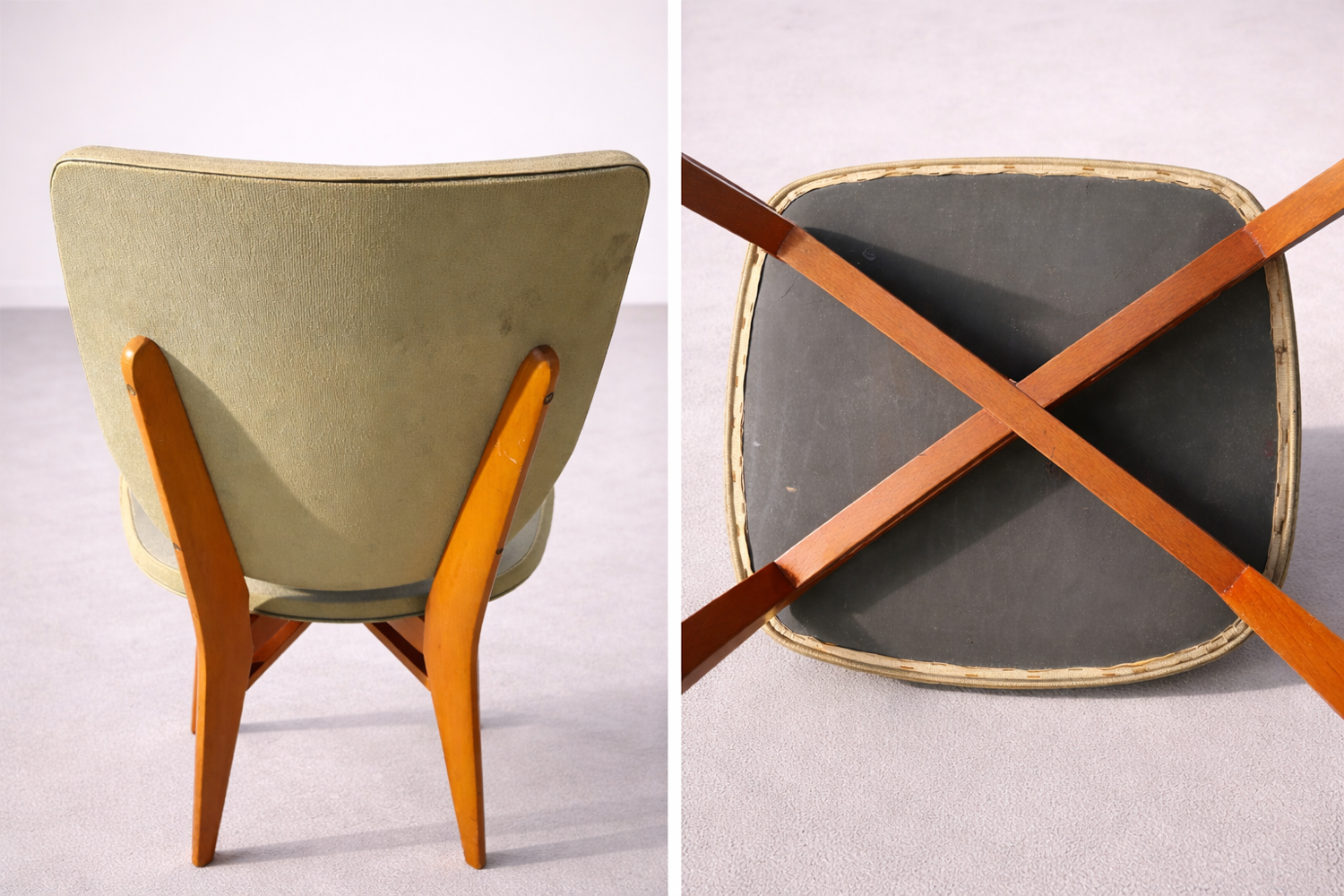 Chaise scandinave bois et Skaï