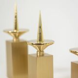 Set of 3 candlesticks in gilded brass. Contemporary work.