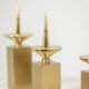 Set of 3 candlesticks in gilded brass. Contemporary work.