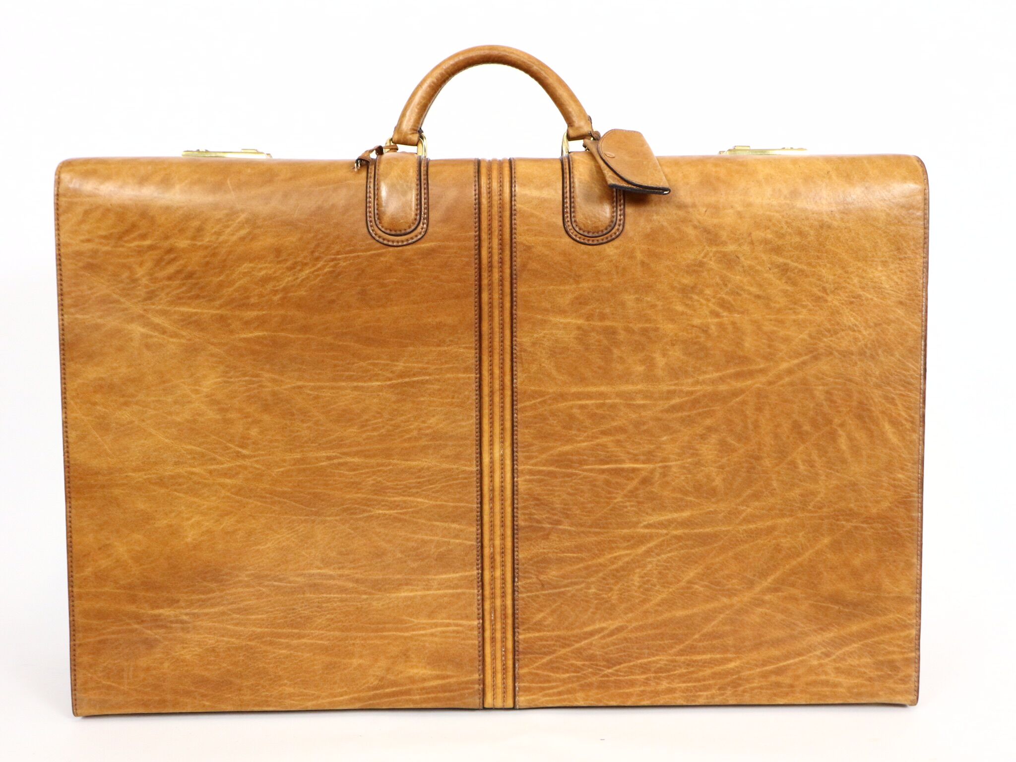 Set three vintage leather suitcases