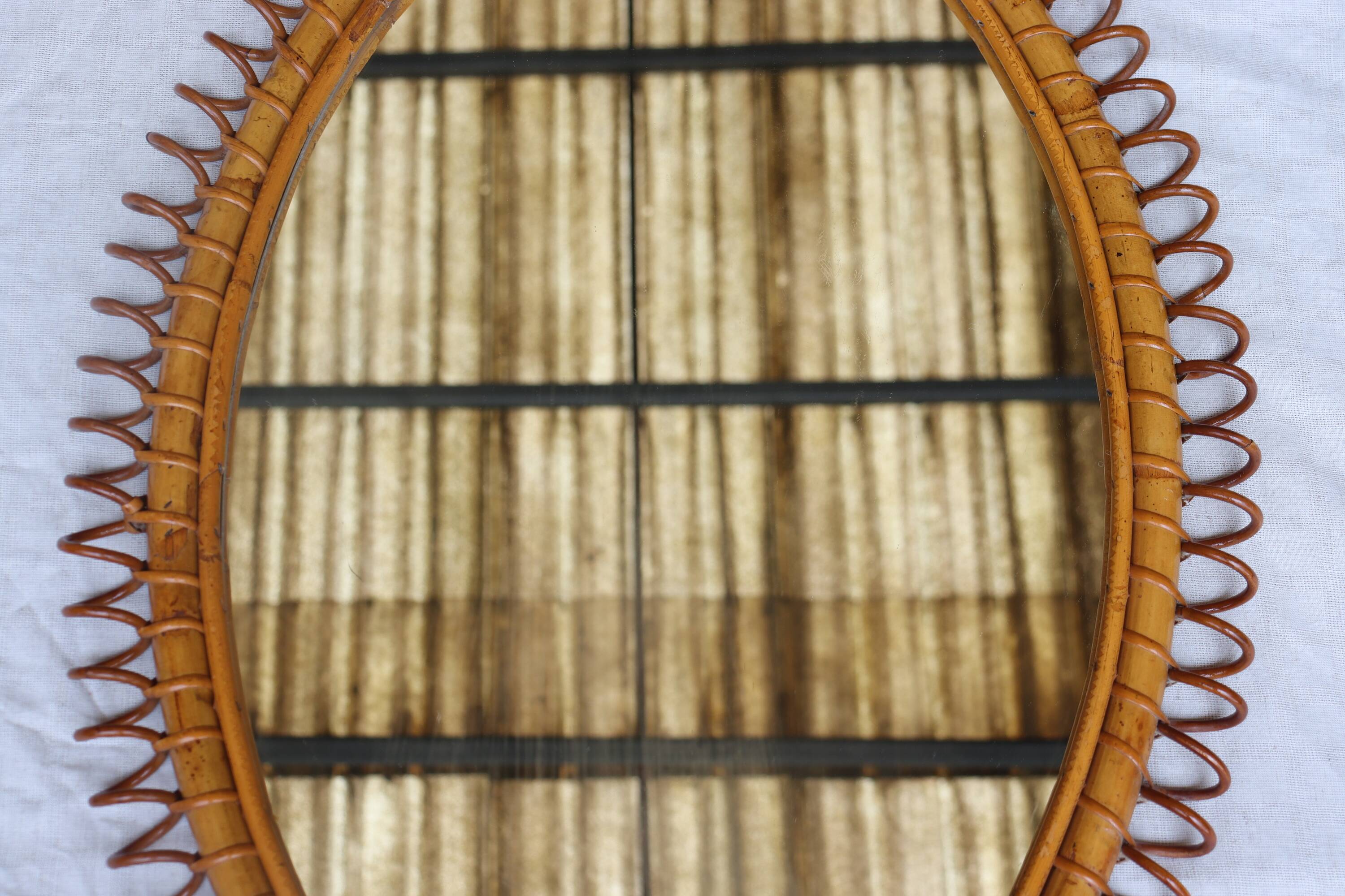 Italian rattan mirror 60's