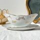 J&Ciem France 1950 white gilded porcelain sauce boat with floral pattern