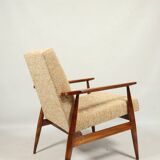 Scandinavian armchair yellow mellow fabric Boho style 1970 design by H.Lis