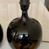 Paire de lampe à panse noires émaillées 1970