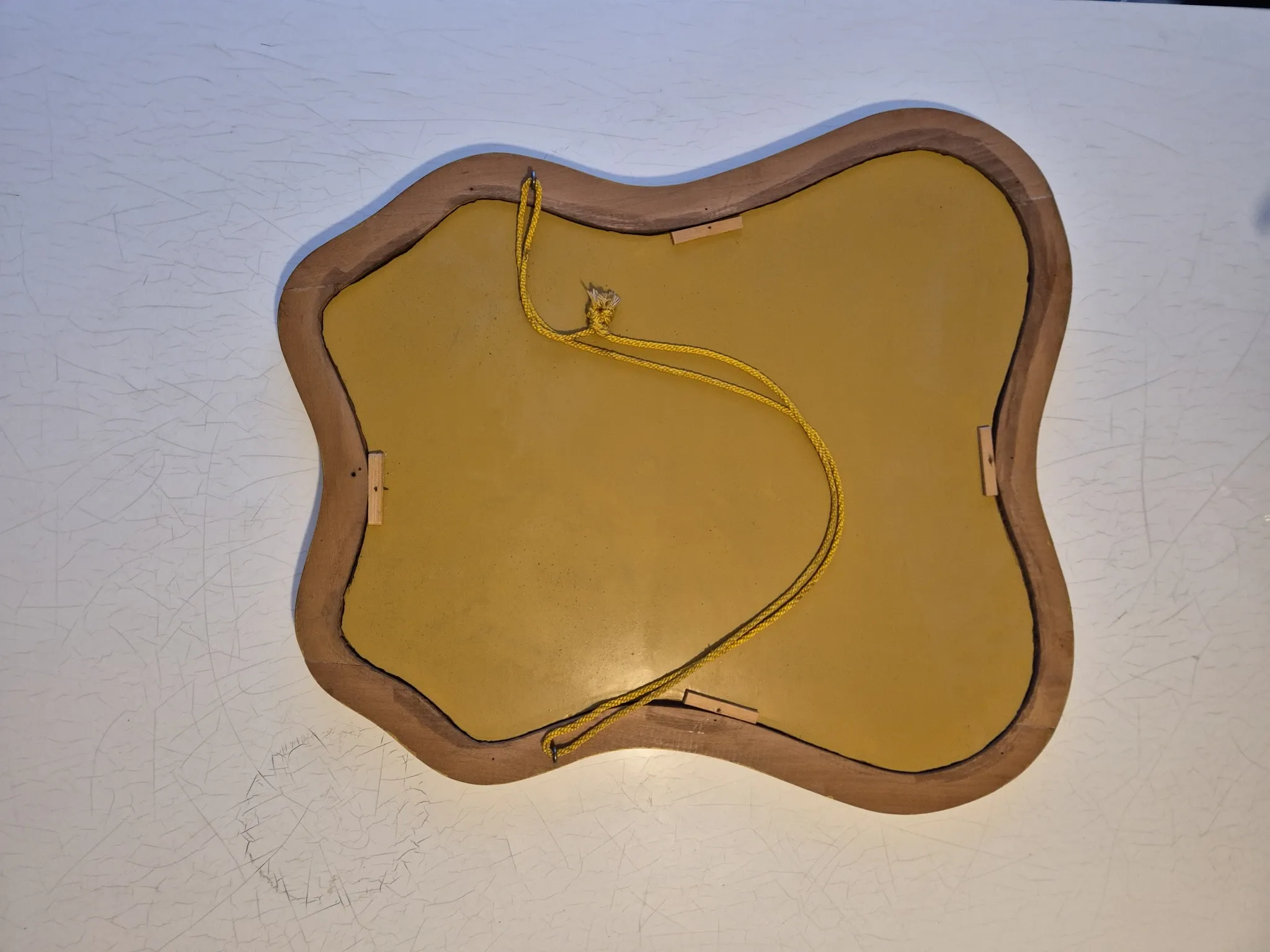 Vintage organic bevelled gold wooden mirror, Art Deco period.