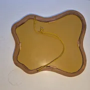 Vintage organic bevelled gold wooden mirror, Art Deco period.